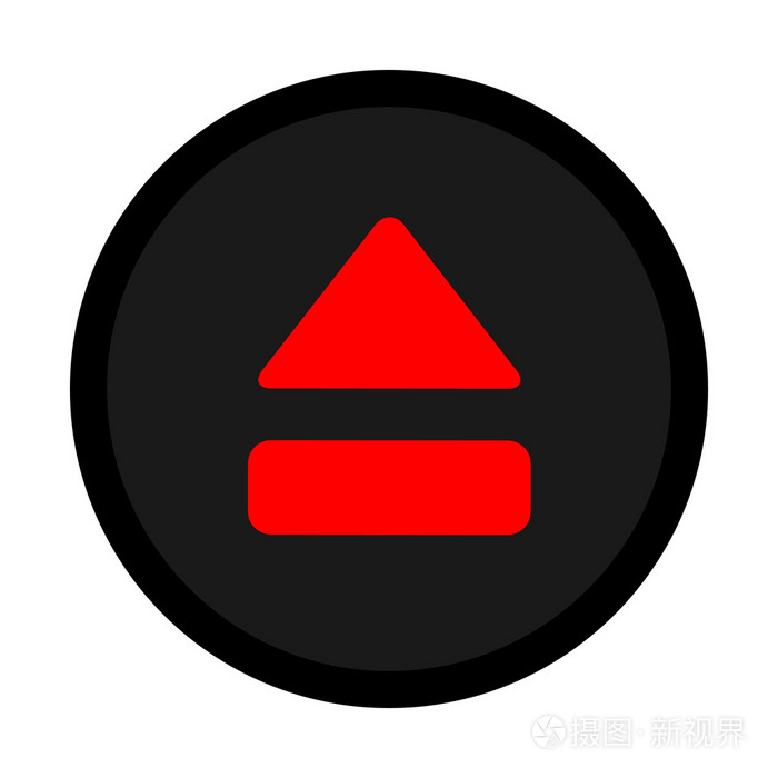 黑色红弹出按钮图标矢量