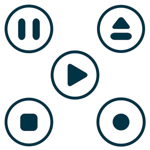 播放停止按钮图标集播放 暂停 停止 前进按钮集光面播放器图标媒体