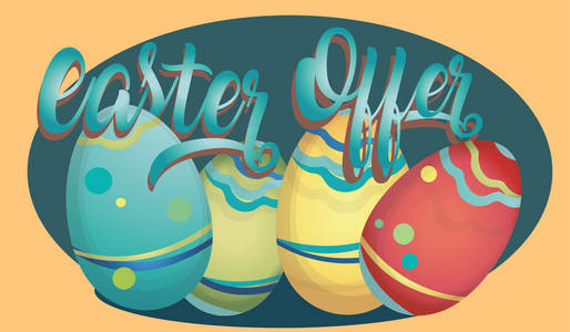 复活节提供彩色鸡蛋广告横幅图片