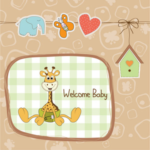 与小长颈鹿婴儿洗澡卡图片