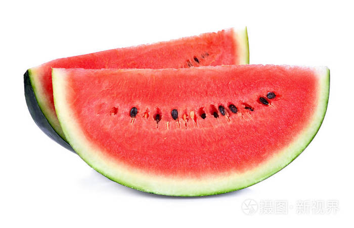 切片的孤立的白色背景上的西瓜