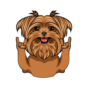 摇滚手势, 角.狗品种.向量照片