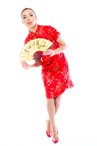在中国的一件红衣服的女人