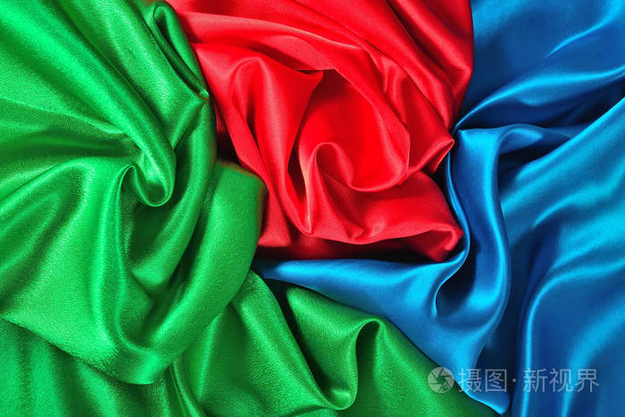 天然蓝,红,绿缎纹面料