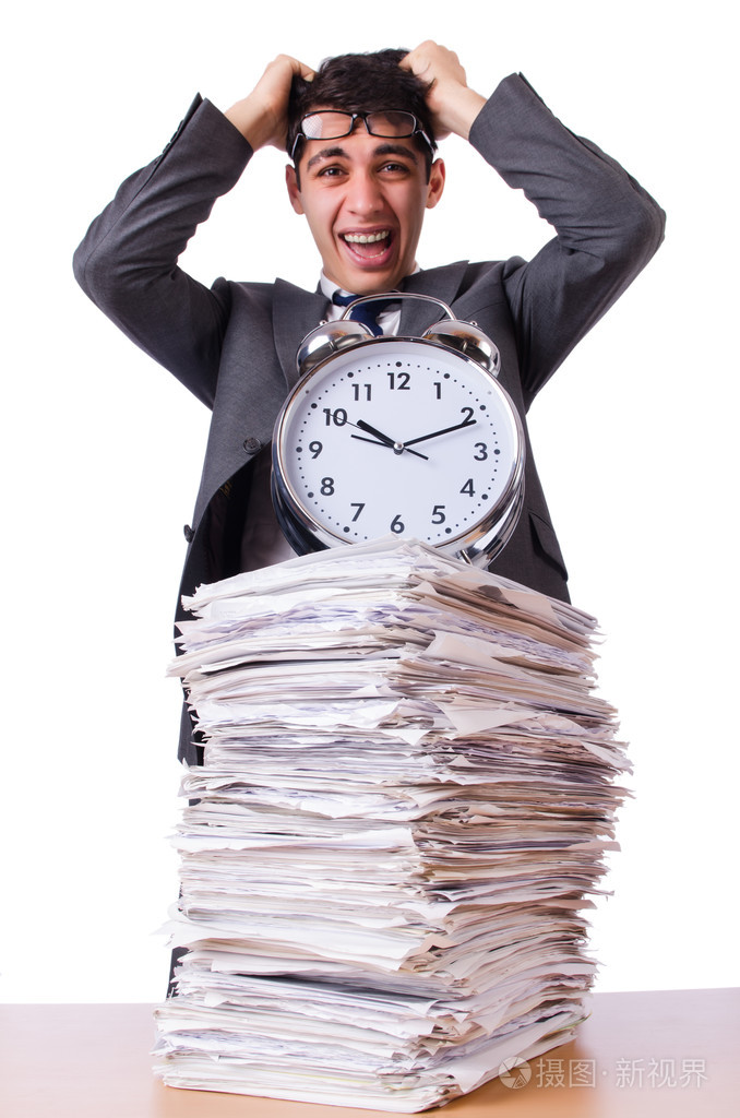 叠文件孤立的白色衬底上的大忙人