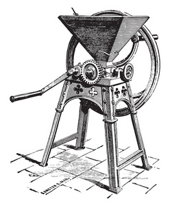 破碎机种子, Picksley 系统, 复古雕刻插图。工业百科全书 E。拉米1875