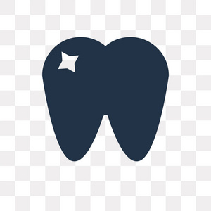 牙齿矢量图标在透明背景下隔离, 牙齿透明度概念可用于 web 和移动
