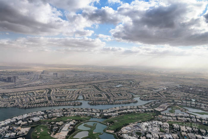 阿联酋迪拜郊区鸟瞰图