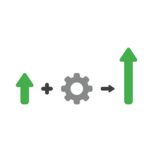 矢量插图图标箭头加齿轮和向上移动的概念