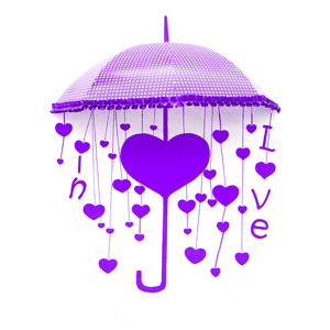 紫色或紫伞的心和爱图片