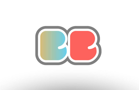 橙色柔和的蓝色字母表字母 bb b b 标志组合图标