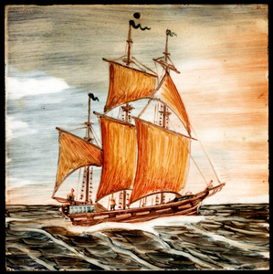 风帆船舶和海洋的原始老油画