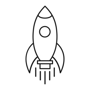在白色背景下被隔离的火箭船图标。旅游插画