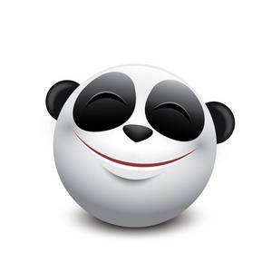 可爱的熊猫图释emoji 表情, 笑脸矢量插画