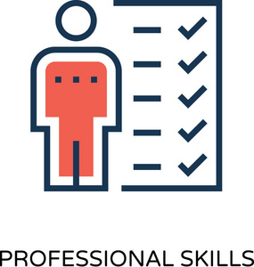 平面图标专业技能白色背景上的专业技能图标小人物正在寻找候选人.