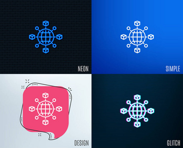 带霓虹灯的物流网络线图标图片