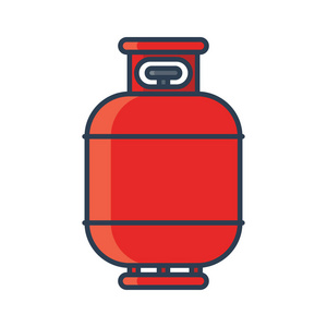 易燃气罐图标。丙烷, 丁烷, 甲烷气罐。扁线矢量图