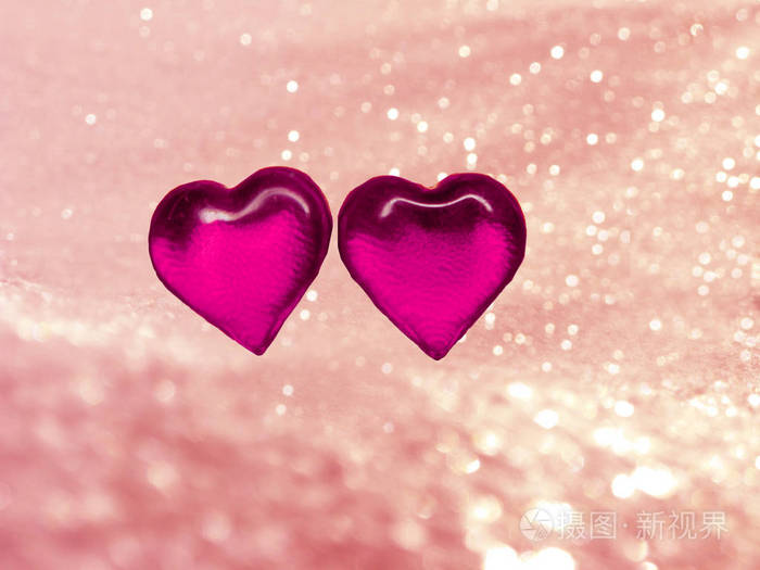 情人节爱心节日理念闪亮粉红backgr