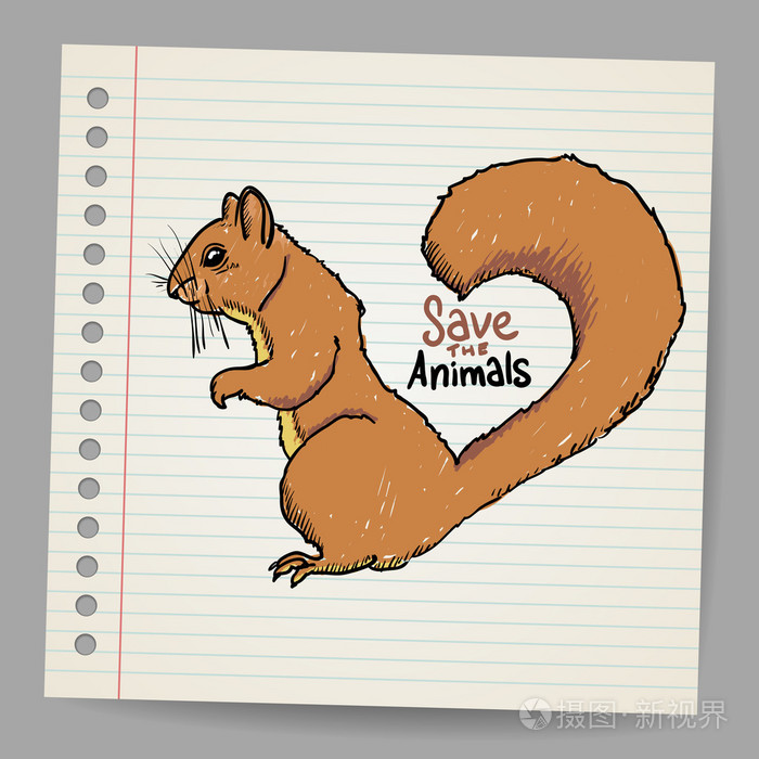 松鼠与保存动物标志