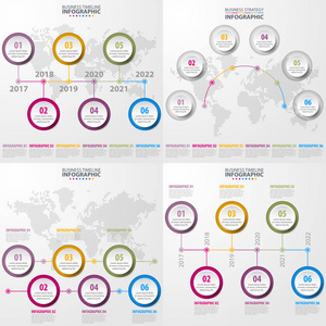 一组业务时间线图表和设计元素