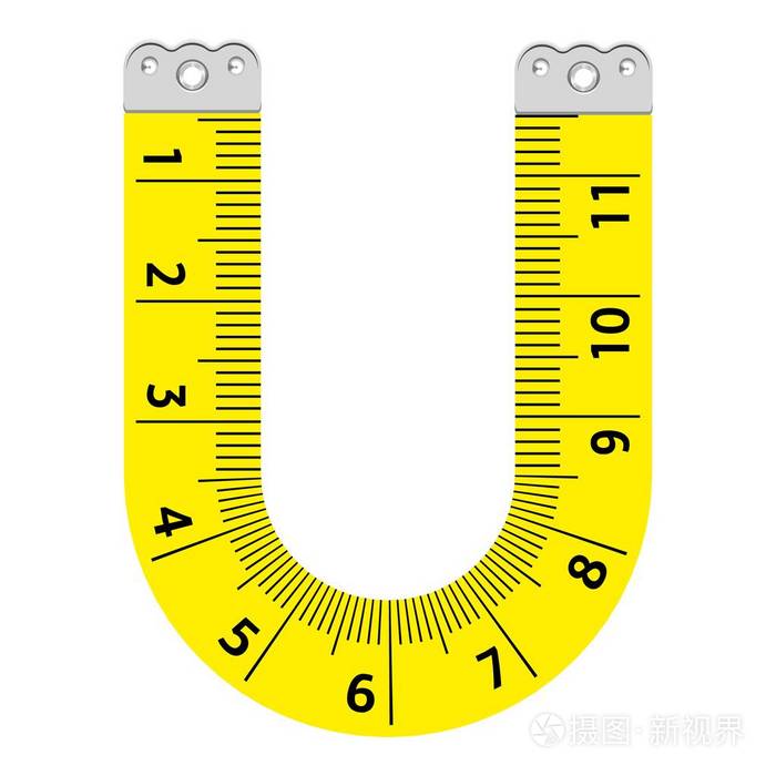 字母 u 标尺图标, 卡通样式