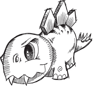 剑龙恐龙素描矢量插图艺术照片