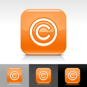 橙色光泽 web 按钮与白色版权标志