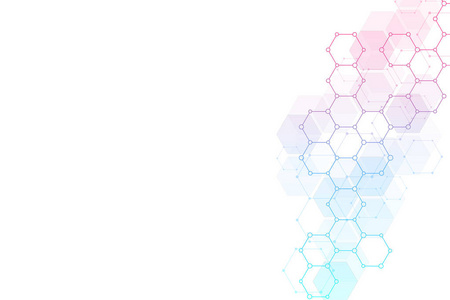 分子结构和化学元素.抽象分子背景.科学和数字技术概念.