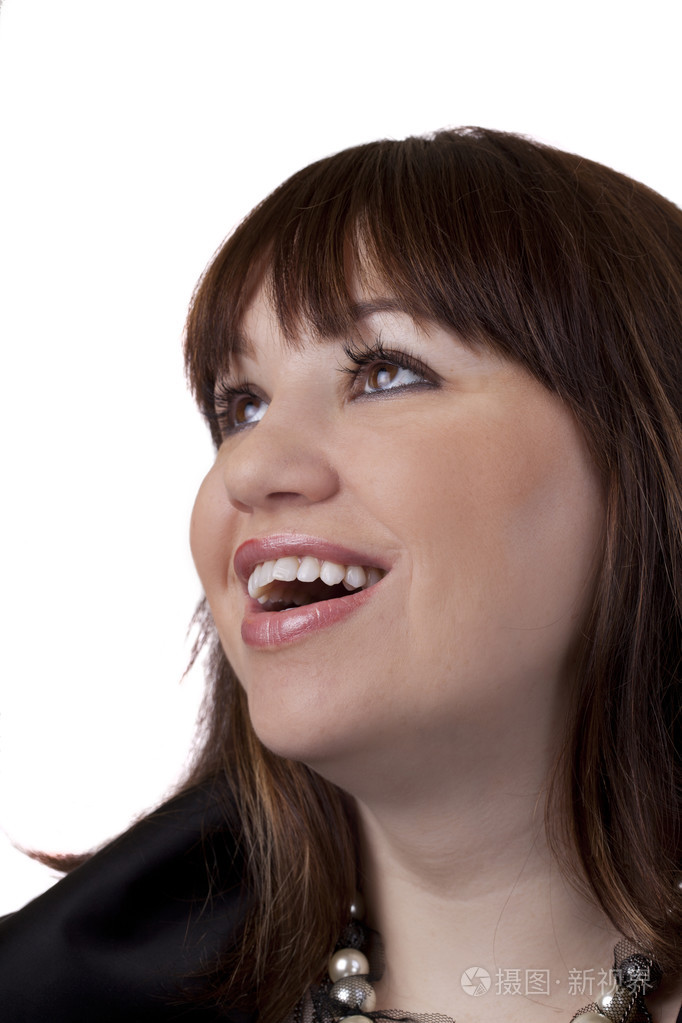 张开嘴肖像白种女人抬头