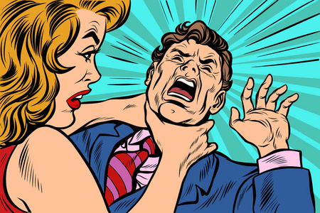 女人扼杀男人照片