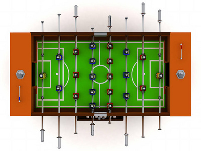 3d 足球和足球桌板游戏的例证在白色背景下被隔绝了