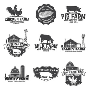 美国农场徽章或标签。矢量插图