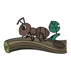 友好的蚂蚁可爱的卡通蚂蚁在白色背景的儿童版画, t恤, 彩色书, 有趣