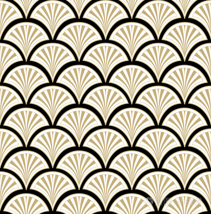 抽象几何复古纹理.无缝模式.花卉闪电饰品.黑色和米色花背景