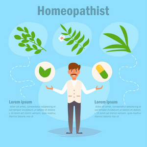 Homeopathist 向量。卡通