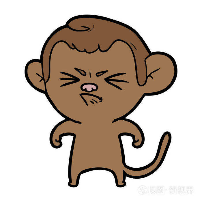 卡通烦恼猴的矢量插画