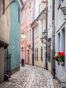 在里加老城，拉脱维亚的街道