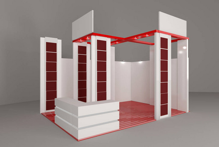 展览红架, 3d 渲染展示设备可视化, 白色背景广告空间