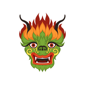 插图拟人化的脸中国龙脸, 五颜六色的象征传统的端午节矢量插图白色