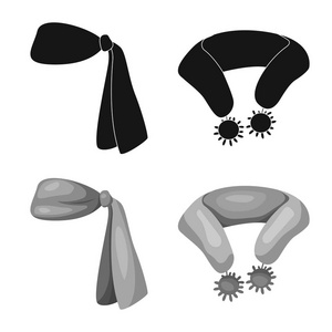 围巾和披肩图标的矢量设计。网络用围巾和附属股票符号集