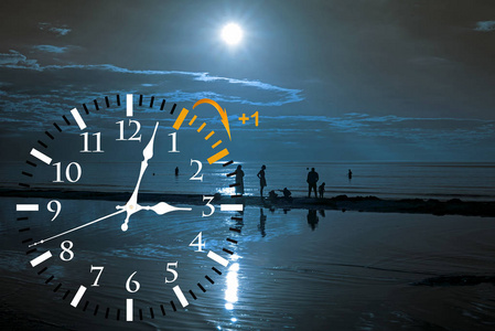 太阳更长的时间日光节约时间.将时钟改为夏季时间照片