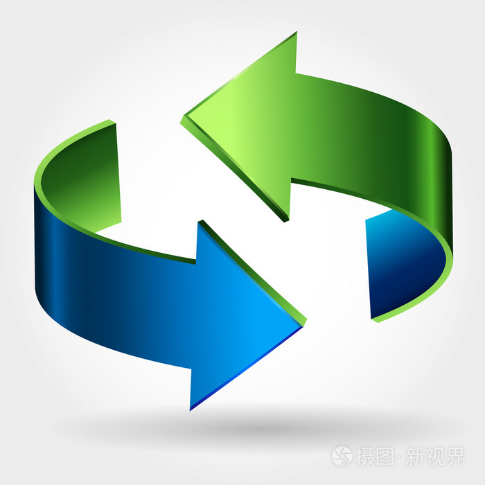 箭头符号.蓝绿色的颜色.白色衬底上分离