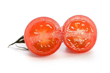 白色背景的新鲜红樱桃西红柿图片