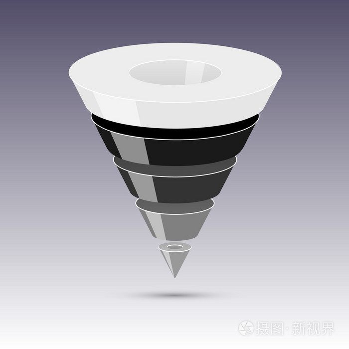 转换或销售漏斗 3d 矢量图形
