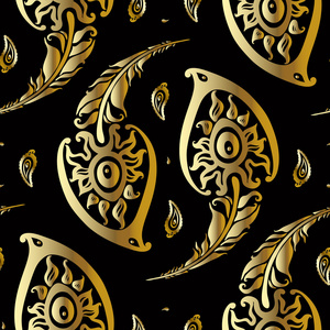 羽毛花纹明亮的矢量无缝的民族图案花纹复古花纹无缝上羽毛有花纹翡翠