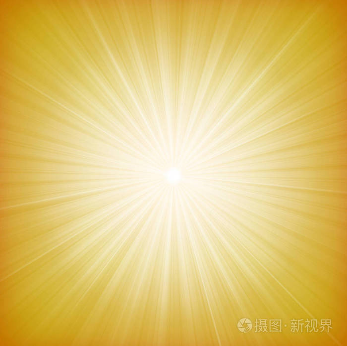 一个设计和华丽的夏季黄色星爆裂背景的插图, 与薄的太阳和光束