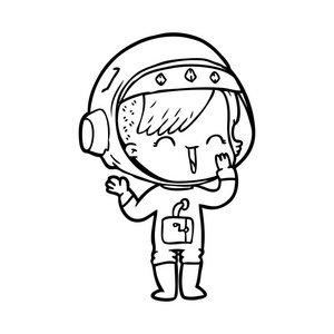 卡通笑的宇航员女孩