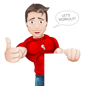 体育锻炼卡通在本文后面的卡通健身教练照片