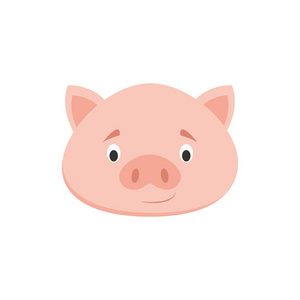 儿童卡通风格的猪脸.动物脸矢量插画系列照片