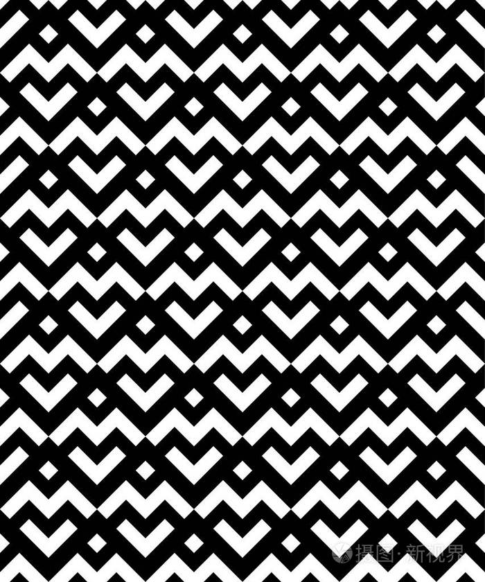 黑白锯齿条纹图案锯齿的几何重复模式矢量设计